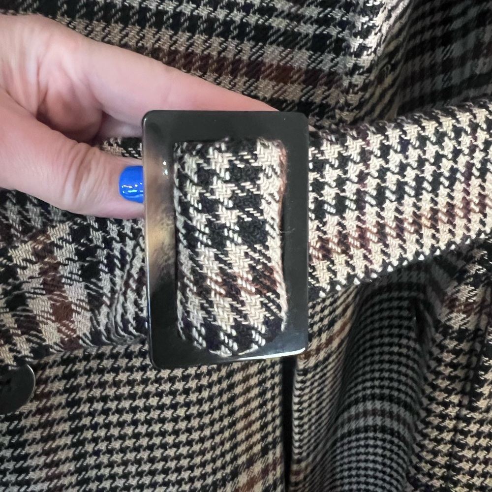 LK Bennett Black and White Plaid Trench Coat - Picture 9 of 12